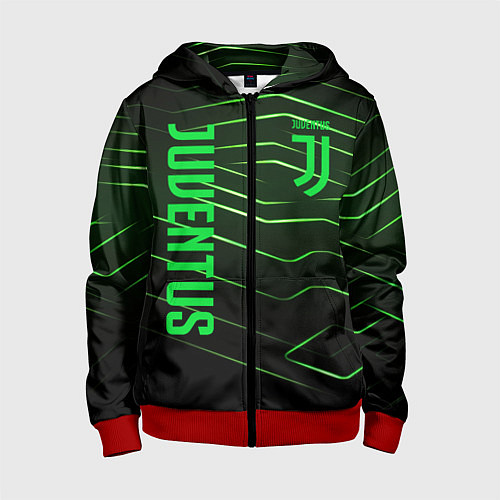 Детская толстовка на молнии Juventus 2 green logo / 3D-Красный – фото 1