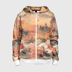 Толстовка на молнии детская Japen pattern, цвет: 3D-белый