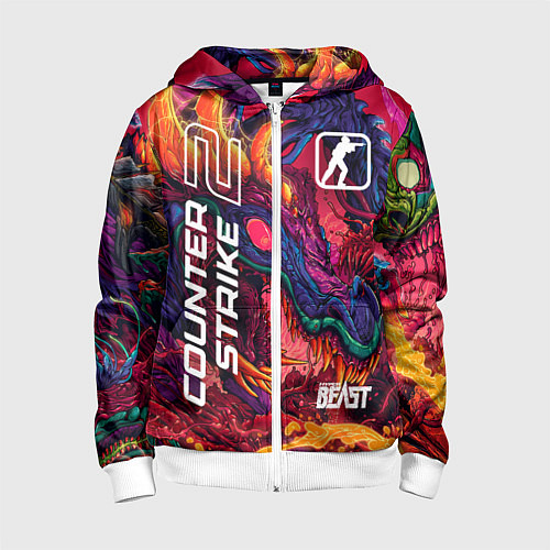 Детская толстовка на молнии CS 2 hyper beast / 3D-Белый – фото 1