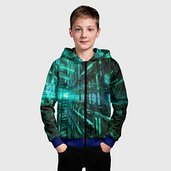 Толстовка на молнии детская Цифровой паттерн, цвет: 3D-синий — фото 2
