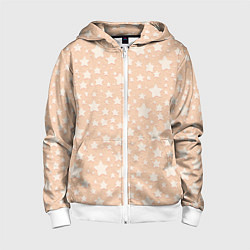 Толстовка на молнии детская Звёздный нежный бежевый, цвет: 3D-белый
