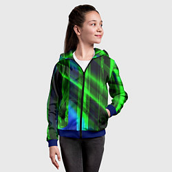 Толстовка на молнии детская Зеленая зеркальная абстракция, цвет: 3D-синий — фото 2