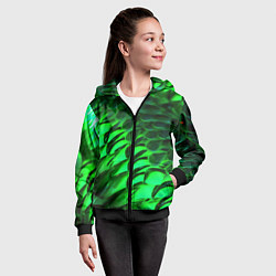 Толстовка на молнии детская Зеленая объемная текстура, цвет: 3D-черный — фото 2