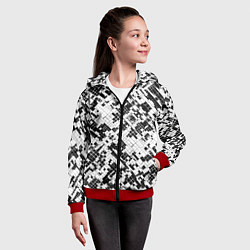 Толстовка на молнии детская Чёрно-белая сеть, цвет: 3D-красный — фото 2