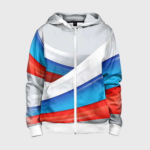 Детская толстовка на молнии Российские флаги / 3D-Белый – фото 1