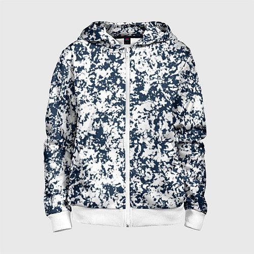 Детская толстовка на молнии Текстура тёмно-синий пятнистый / 3D-Белый – фото 1