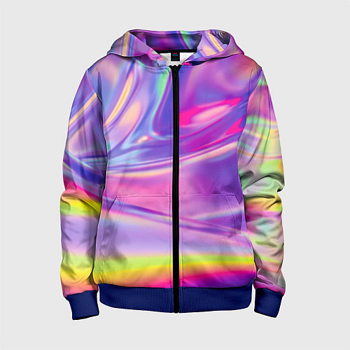 Детская толстовка на молнии Радужное северное сияние / 3D-Синий – фото 1