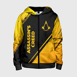 Толстовка на молнии детская Assassins Creed - gold gradient: надпись, символ, цвет: 3D-черный
