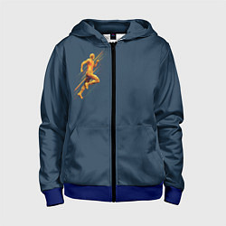 Толстовка на молнии детская Золотой бегущий человек, цвет: 3D-синий
