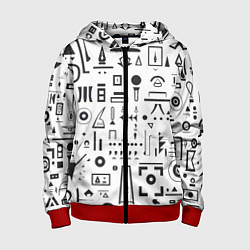 Толстовка на молнии детская Геометрическая фантазия, цвет: 3D-красный