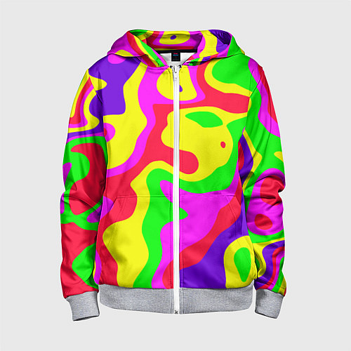 Детская толстовка на молнии Абстракция пять цветов / 3D-Меланж – фото 1