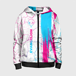 Толстовка на молнии детская Evangelion neon gradient style: по-вертикали, цвет: 3D-черный