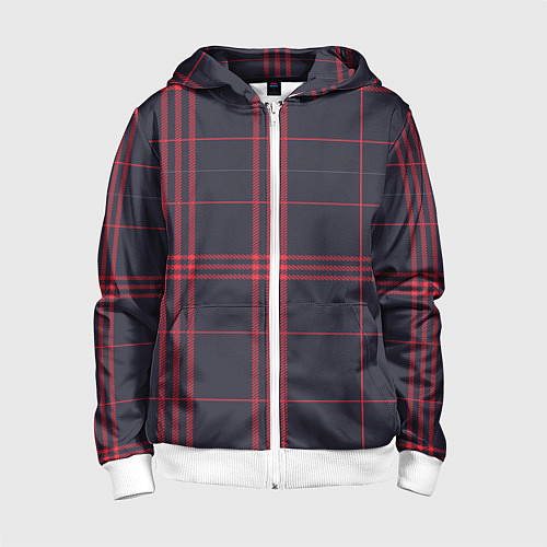 Детская толстовка на молнии Красно-черная клетка / 3D-Белый – фото 1