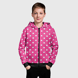 Толстовка на молнии детская Горошек в цвете Барби, цвет: 3D-черный — фото 2