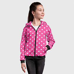 Толстовка на молнии детская Горошек в цвете Барби, цвет: 3D-черный — фото 2
