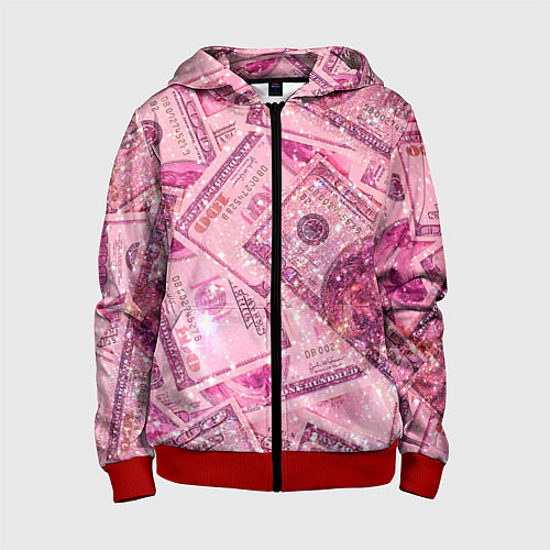 Детская толстовка на молнии Дорого богато / 3D-Красный – фото 1