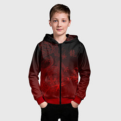 Толстовка на молнии детская Дракон в градиенте, цвет: 3D-красный — фото 2