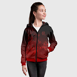 Толстовка на молнии детская Дракон в градиенте, цвет: 3D-красный — фото 2