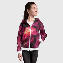 Толстовка на молнии детская Розовый цветок в огне - нейросеть, цвет: 3D-белый — фото 2