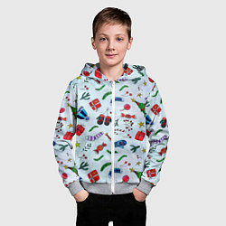 Толстовка на молнии детская Елочный узор с новогодними атрибутами, цвет: 3D-меланж — фото 2