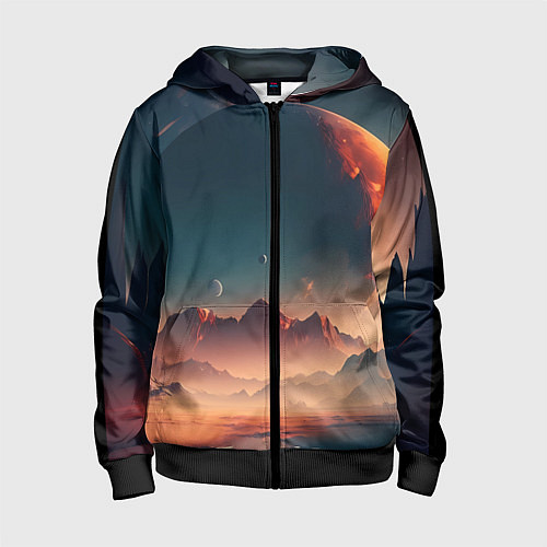 Детская толстовка на молнии Планета в далеком космосе / 3D-Черный – фото 1