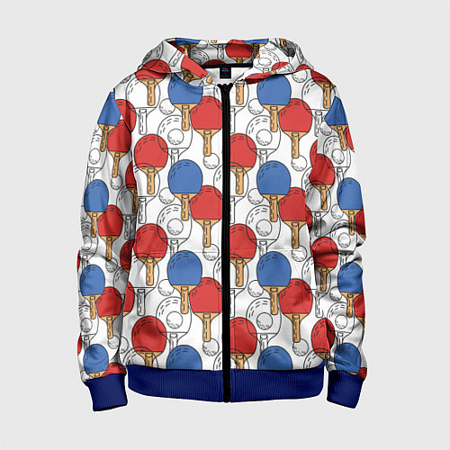 Детская толстовка на молнии Настольный теннис - ракетки / 3D-Синий – фото 1