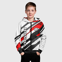 Толстовка на молнии детская Honda - red and white, цвет: 3D-черный — фото 2