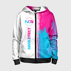 Толстовка на молнии детская Mass Effect neon gradient style: по-вертикали, цвет: 3D-черный