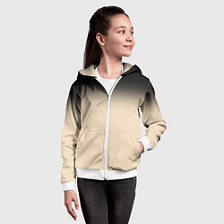 Толстовка на молнии детская Градиент: от черного к телесному, цвет: 3D-белый — фото 2