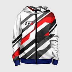 Толстовка на молнии детская Mass effect - white uniform n7, цвет: 3D-синий