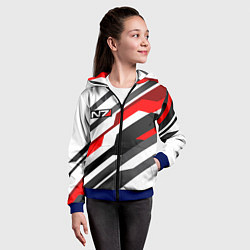 Толстовка на молнии детская Mass effect - white uniform n7, цвет: 3D-синий — фото 2