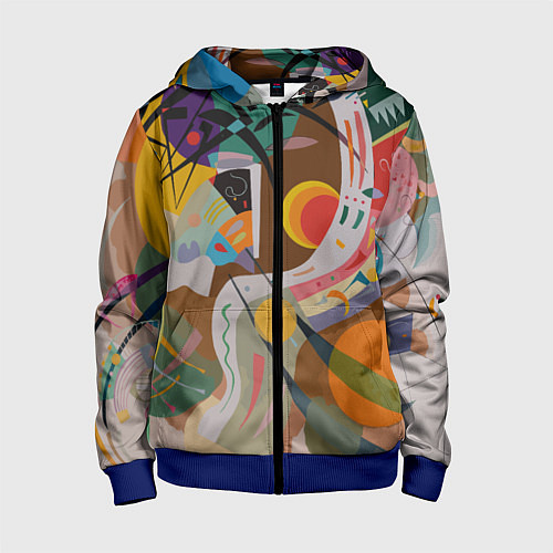 Детская толстовка на молнии Искусство Кандинского - Доминирующая кривая / 3D-Синий – фото 1