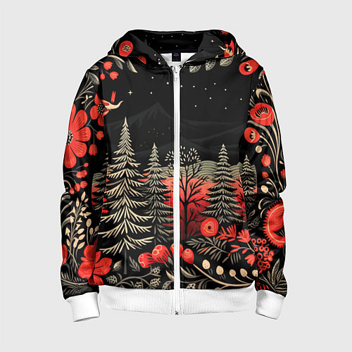 Детская толстовка на молнии Новогодняя темная ночь / 3D-Белый – фото 1