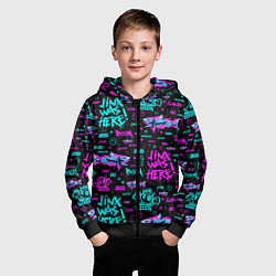 Толстовка на молнии детская Jinx Arcane pattern neon, цвет: 3D-черный — фото 2