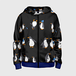 Толстовка на молнии детская Веселая семья пингвинов, цвет: 3D-синий