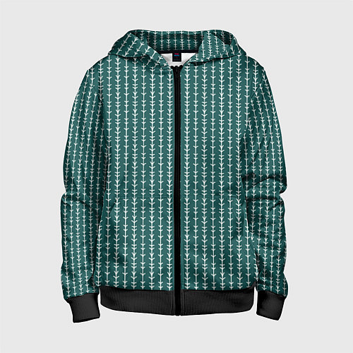 Детская толстовка на молнии Зелёно-морской в полоску / 3D-Черный – фото 1