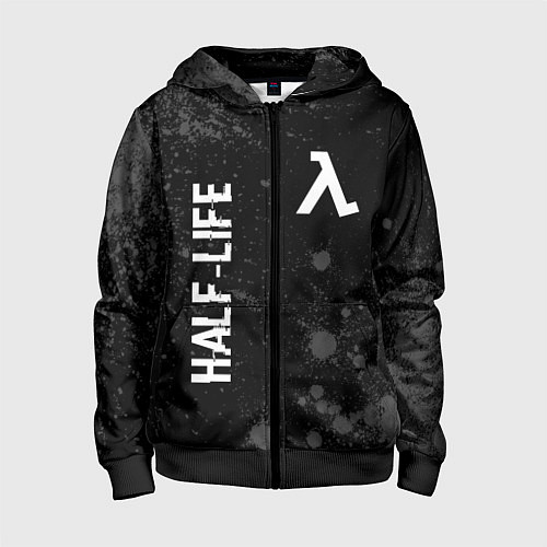 Детская толстовка на молнии Half-Life glitch на темном фоне вертикально / 3D-Черный – фото 1