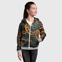 Толстовка на молнии детская Паттерн в викингском стиле, цвет: 3D-меланж — фото 2