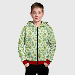 Толстовка на молнии детская Акварельные листья с узором, цвет: 3D-красный — фото 2