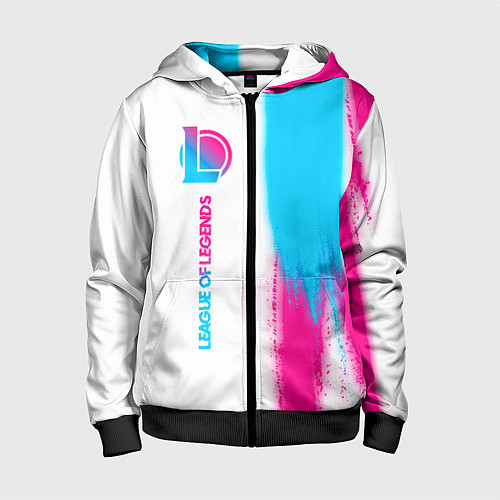 Детская толстовка на молнии League of Legends neon gradient style по-вертикали / 3D-Черный – фото 1