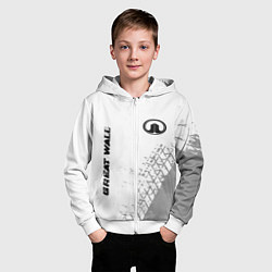 Толстовка на молнии детская Great Wall speed на светлом фоне со следами шин ве, цвет: 3D-белый — фото 2