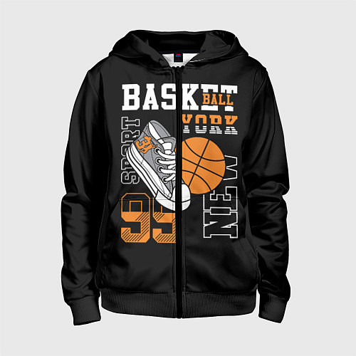 Детская толстовка на молнии Basketball New York / 3D-Черный – фото 1