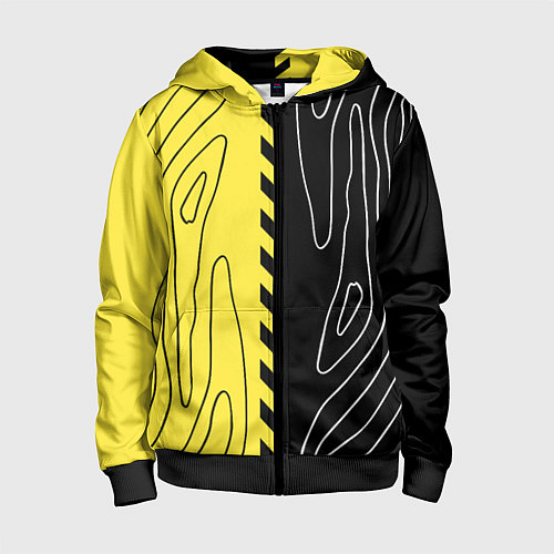 Детская толстовка на молнии Яркие линии в темноте / 3D-Черный – фото 1