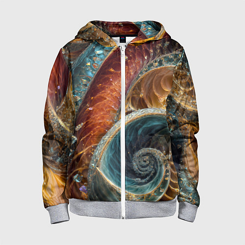 Детская толстовка на молнии Текстура спираль из кристалов / 3D-Меланж – фото 1