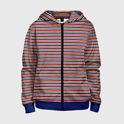Детская толстовка на молнии Синий жёлтый красный полосы / 3D-Синий – фото 1