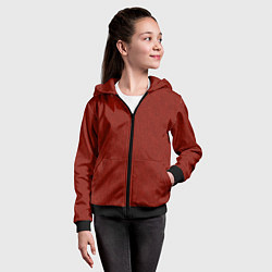 Толстовка на молнии детская Однотонный тёмно-красный текстура, цвет: 3D-черный — фото 2