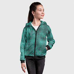 Толстовка на молнии детская Абстракция сине-зелёный, цвет: 3D-черный — фото 2
