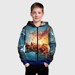 Толстовка на молнии детская Взрыв плиты, цвет: 3D-синий — фото 2