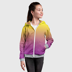 Толстовка на молнии детская Желто-фиолетовый градиент, цвет: 3D-меланж — фото 2