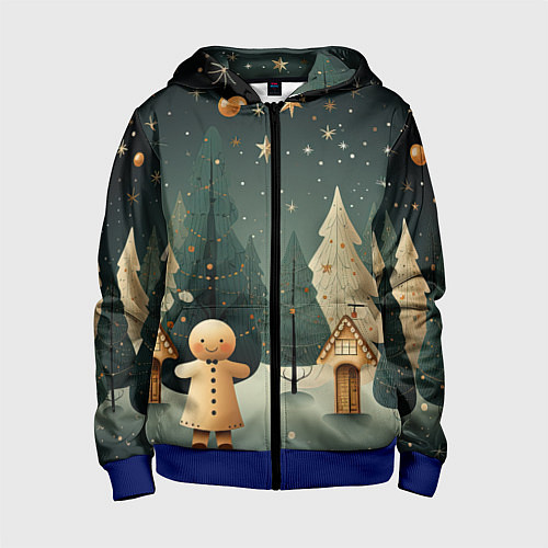 Детская толстовка на молнии Снежный городок с горками / 3D-Синий – фото 1